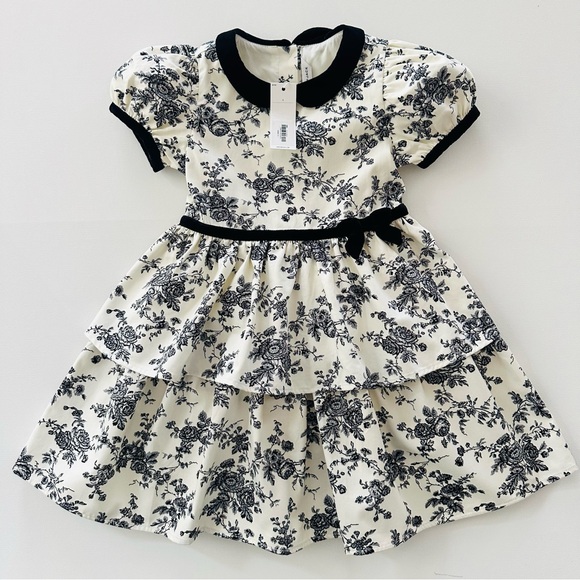 Janie and Jack Other - Janie and Jack Girls 6 Toile Cream Black Floral Ruffle Dress Party NWT